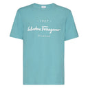 SALVATORE FERRAGAMO T-SHIRT TURQUOISE-WHITE