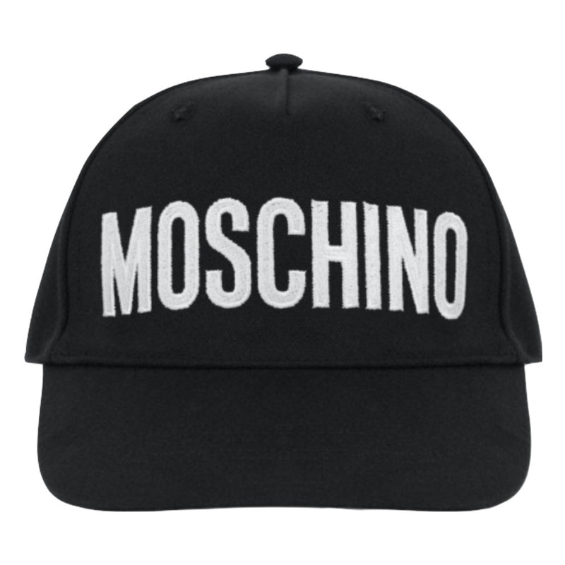 MOSCHINO LOGO EMBROIDERY CANVAS HAT BLACK-WHITE