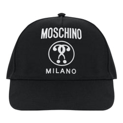 MOSCHINO DOUBLE QUESTION MARK CANVAS HAT BLACK-WHITE