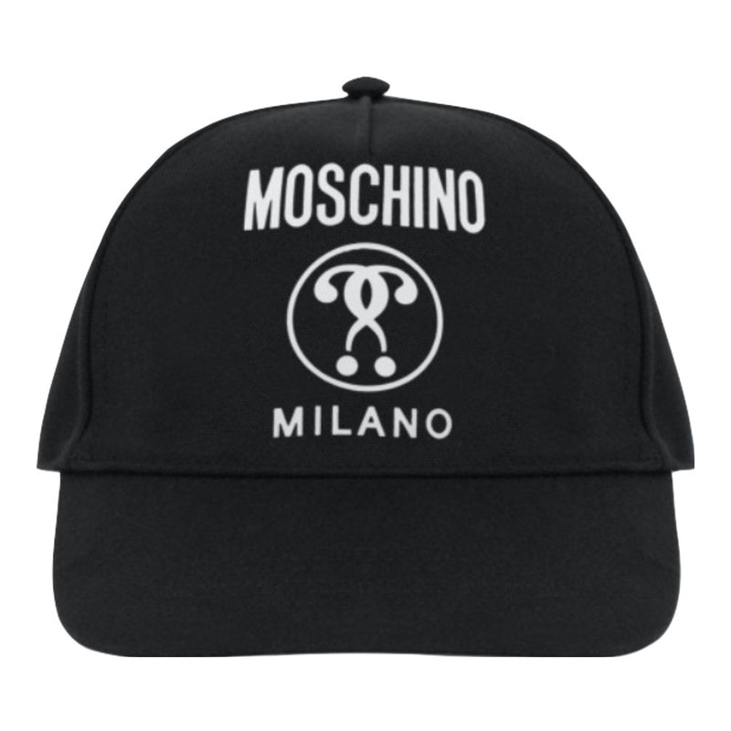 MOSCHINO DOUBLE QUESTION MARK CANVAS HAT BLACK-WHITE