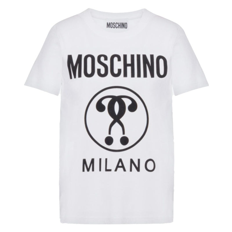 MOSCHINO DOUBLE QUESTION MARK JERSEY T-SHIRT WHITE-BLACK