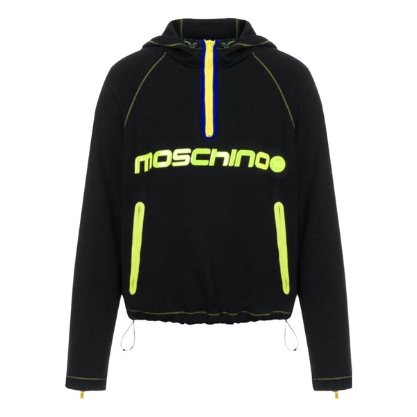 MOSCHINO REFLECTIVE LOGO NEOPRENE SWEATSHIRT BLACK-MULTI