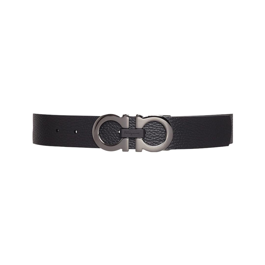 SALVATORE FERRAGAMO REVERSIBLE AND ADJUSTABLE GANCINI BELT | NERO & HICKORY