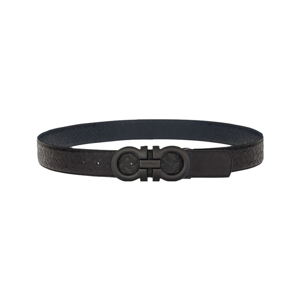 SALVATORE FERRAGAMO REVERSIBLE AND ADJUSTABLE GANCINI BELT BLACK/NAVY –  Enzo Clothing Store