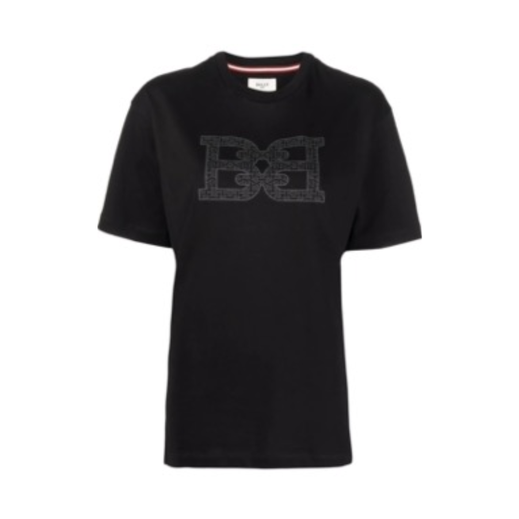 BALLY MENS LOGO PRINT SHORT SLEEVE T-SHIRT BLACK/GREY