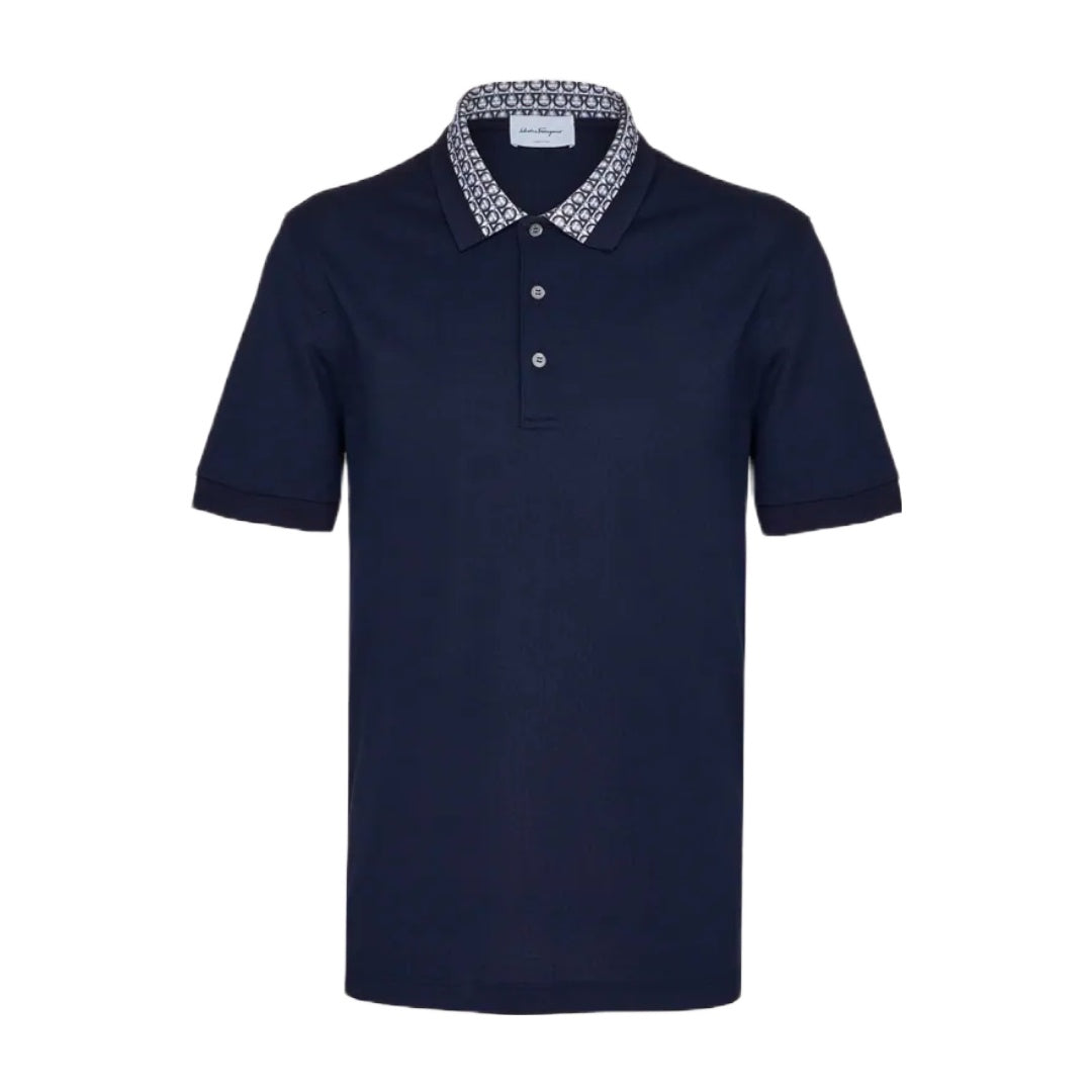 SALVATORE FERRAGAMO SHORT SLEEV GANCINI POLO NAVY