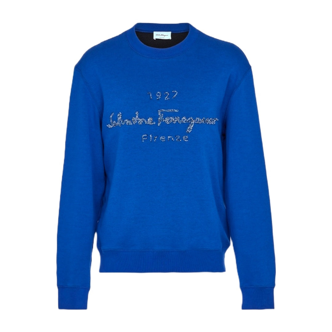 SALVATORE FERRAGAMO EMBROIDERED SWEATSHIRT BLUE