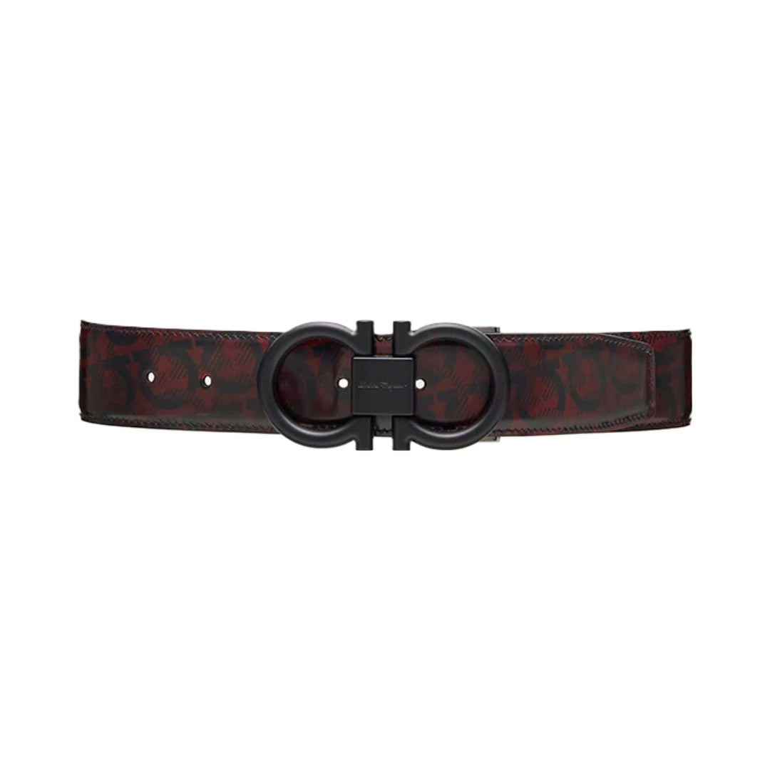 SALVATORE FERRAGAMO REVERSIBLE AND ADJUSTABLE GANCINI BELT RED/BLACK