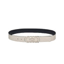 SALVATORE FERRAGAMO REVERSIBLE AND ADJUSTABLE GANCINI BELT WHITE/NAVY