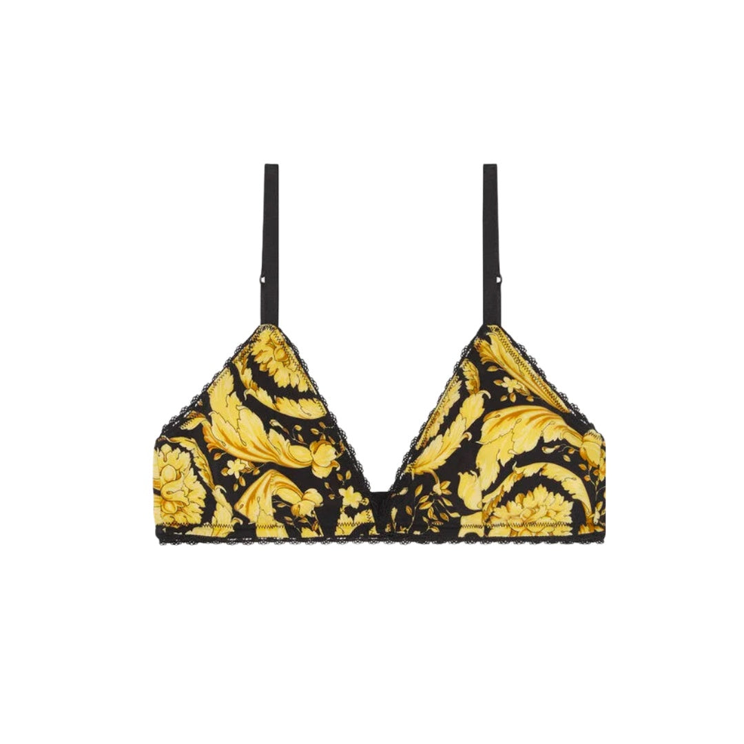 VERSACE BAROCCO PRINT BRALETTE BLACK/GOLD