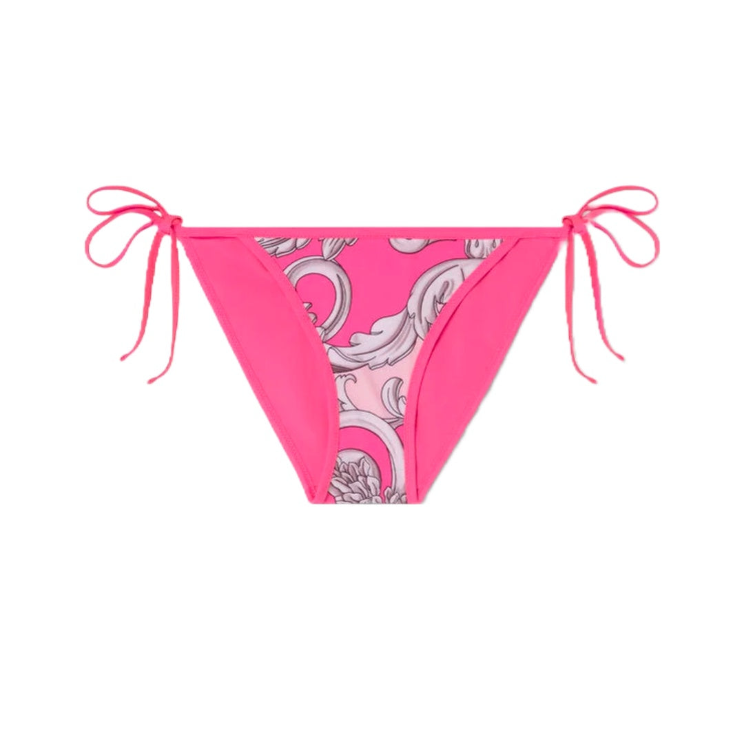 VERSACE SILVER BAROQUE REVERSIBLE BIKINI BOTTOMS FUXIA/ROSE