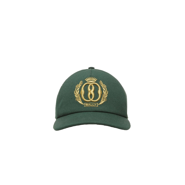 BALLY MENS EMBLEM BASEBALL HAT IN GREEN COTTON