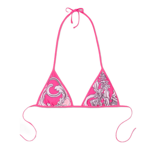 VERSACE SILVER BAROQUE REVERSIBLE BIKINI TOP FUXIA/ROSE