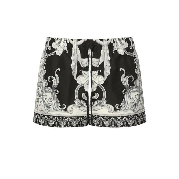 VERSACE SILVER BAROQUE BOARDSHORTS BLACK/WHITE