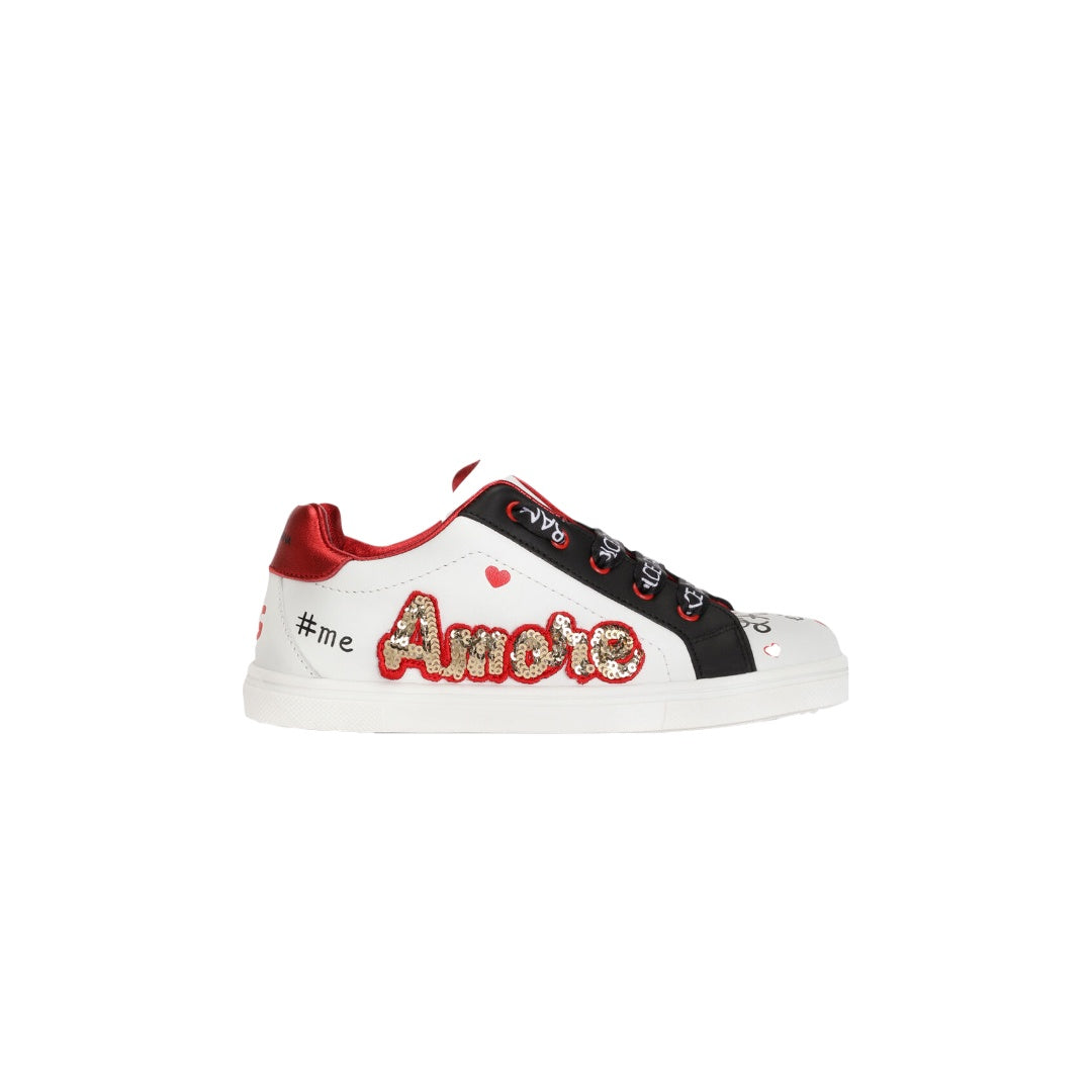 DOLCE & GABBANA KIDS PRINTED SNEAKER WHITE/MULTICOLOR