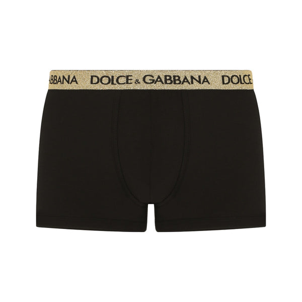 DOLCE & GABBANA STRETCH SILK BOXER BLACK / GOLD