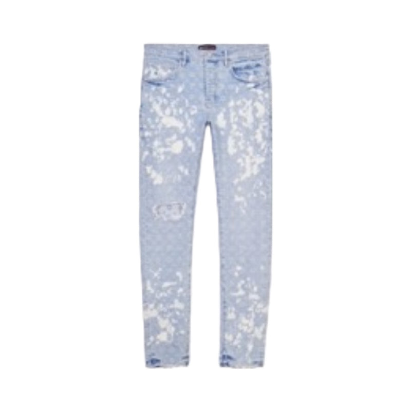NWT PURPLE BRAND Light Indigo Bleach Jaquard Monogram Jeans Size