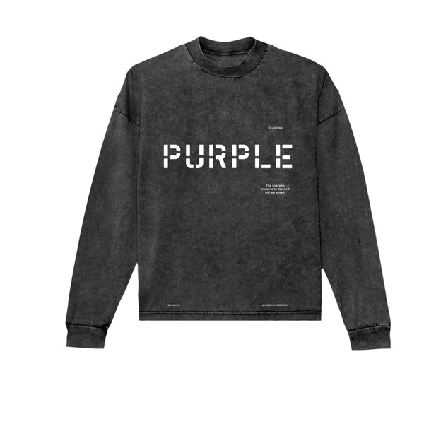 PURPLE P204 JERSEY BLACK STENCIL LOGO L/S222