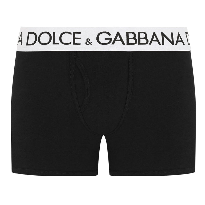 DOLCE&GABBANA LONG LEG BOXER BLACK-WHITE