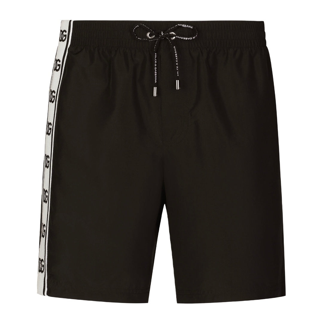 DOLCE & GABBANA MID LENGTH SWIM TRUNK BLACK/WHITE