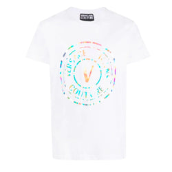 VERSACE JEANS COUTURE LOGO PRINT T-SHIRT WHITE/SLIVER