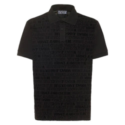 VERSACE JEANS COUTURE FLOCKED LOGO POLO BLACK