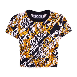 VERSACE JEANS COUTURE FERMO PRINT LOGO T-SHIRT BLACK/GOLD/WHITE