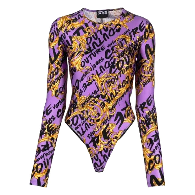 VERSACE JEANS COUTUER LOGO PRINT LONG BODY PURPLE/GOLD/BLA – Enzo Clothing Store