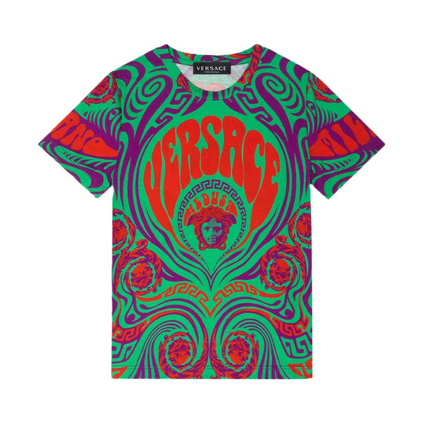 VERSACE MEDUSA MUSIC KIDS T-SHIRT MINI ME ORANGE-MULTICOLOR