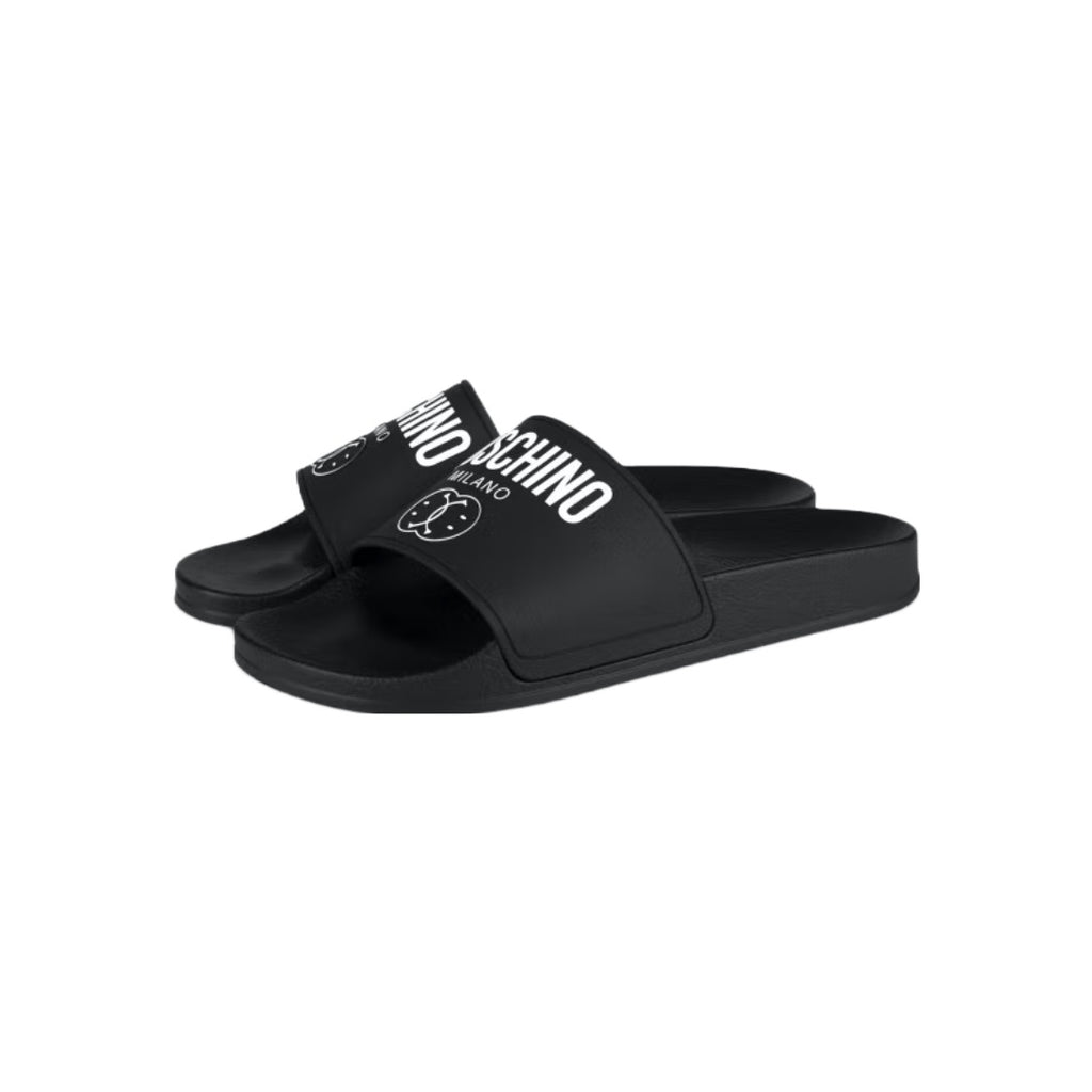 Love Moschino logo-strap pool slides - White