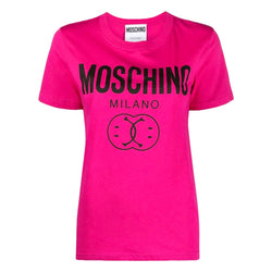 MOSCHINO SMILEY FACES LOGO T-SHIRT PINK
