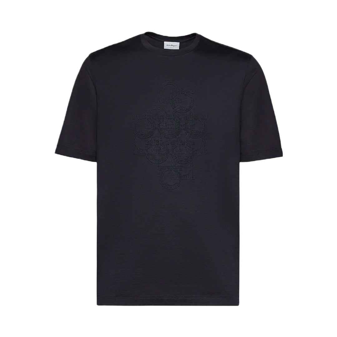 SALVATORE FERRAGAMO GANCINI T-SHIRT NAVY BLUE