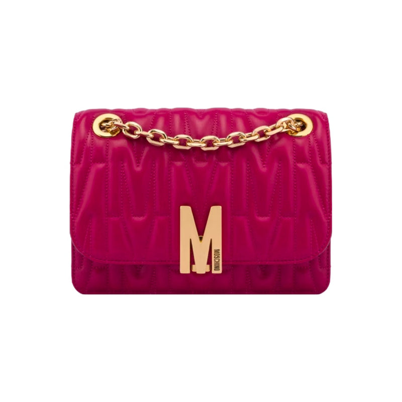 MOSCHINO  QUILTED NAPPA LEATHER M SHOULDER BAG ROSSO