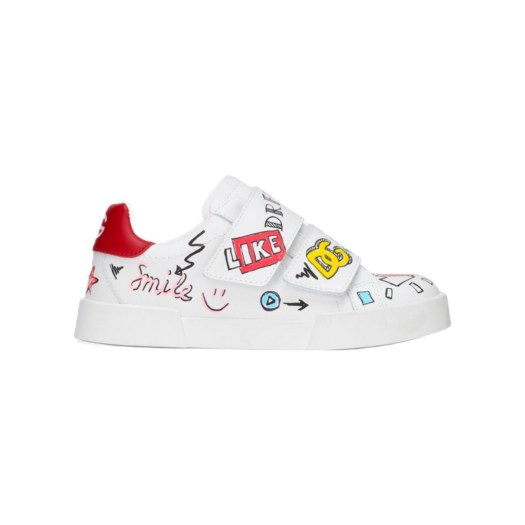 DOLCE & GABBANA KIDS SMEMO PRINT PORTOFINO SNEAKER MULTICOLOR