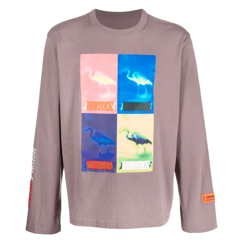 HERON PRESTON MULTI HERON CENSORED LS TEE GREY/MULTICOLOR