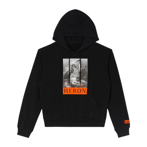 HERON PRESTON GRAPHIC-PRINT PULLOVER HOODIE BLACK/BLACK