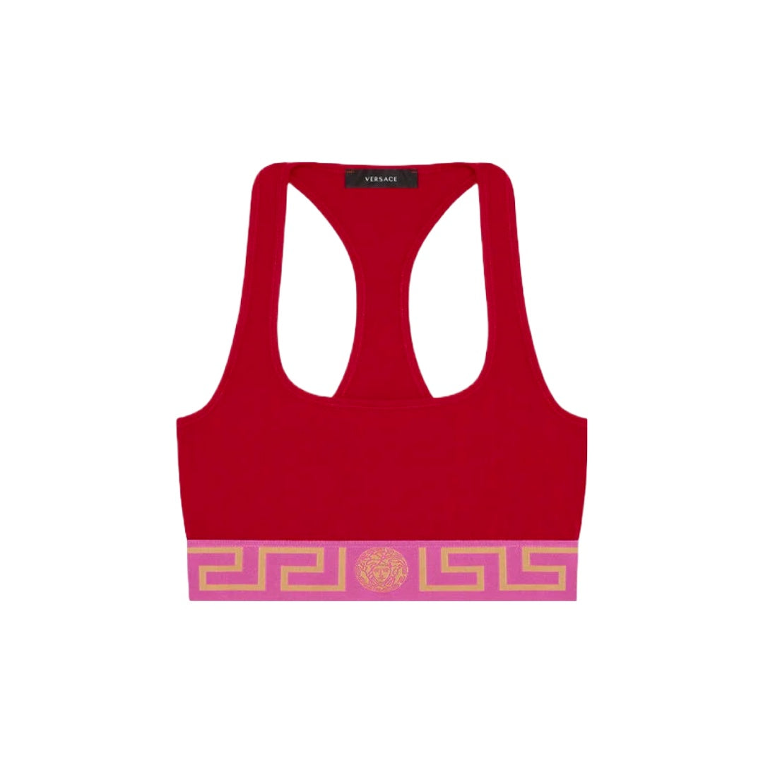 VERSACE GRECA BORDER SPORTS BRA PARADE RED/FUCHSIA