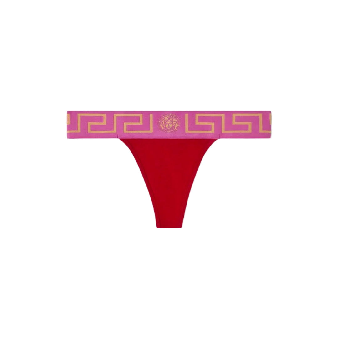 VERSACE GRECA BORDER THONG PARADE RED/FUCHSIA