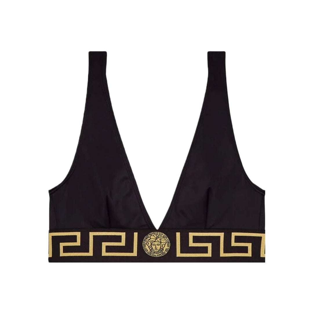 VERSACE GRECA BORDER BIKINI TOP BLACK/GOLD