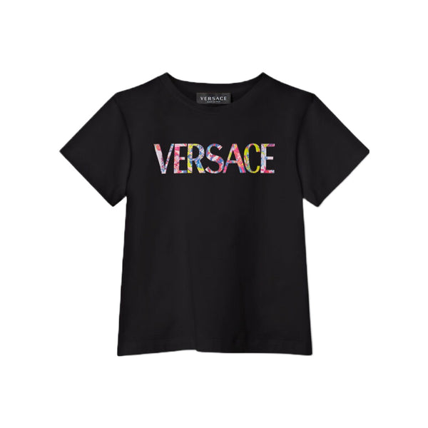 VERSACE KALEIDOSCOPIC BAROCCO KIDS T-SHIRT BLACK/MULTICOLOR