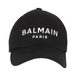 BALMAIN COTTON CAP WITH BALMAIN LOGO BLACK/WHITE