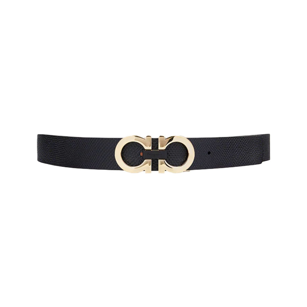 SALVATORE FERRAGAMO REVERSIBLE AND ADJUSTABLE GANCINI BELT NERO/BROWN