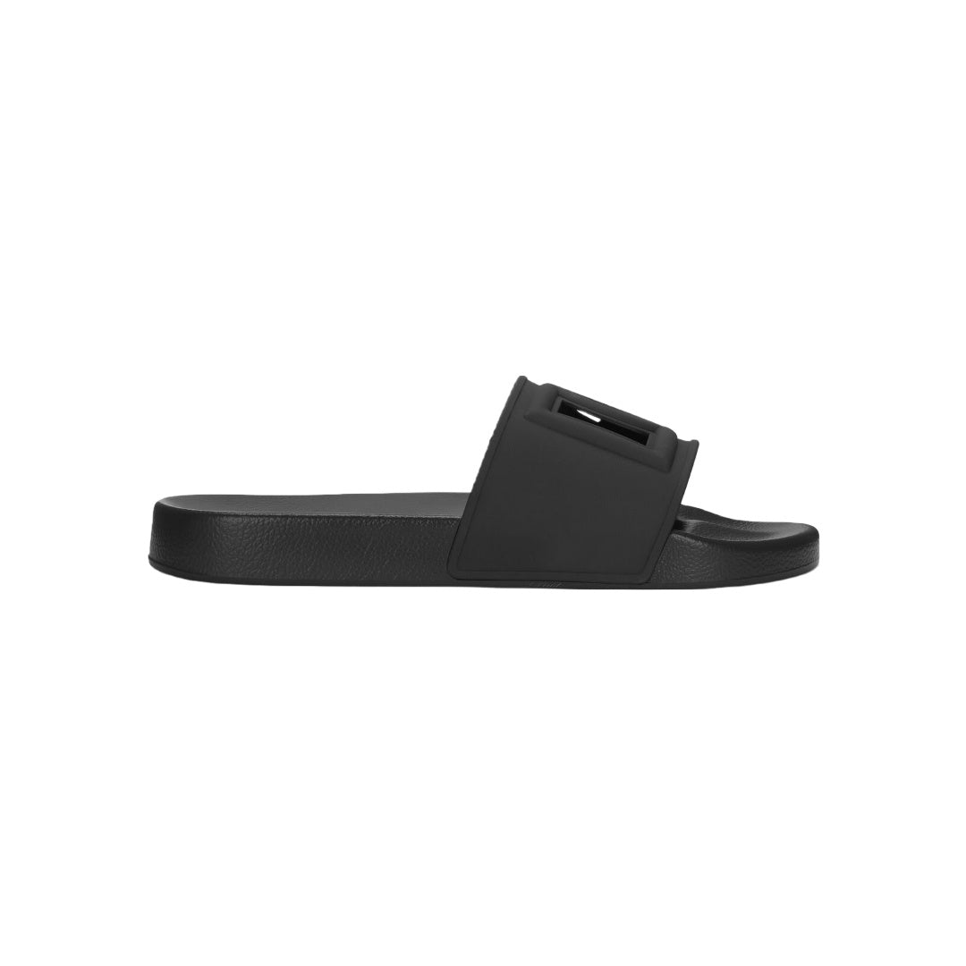 DOLCE & GABBANA RUBBER BEACHWEAR SLIDES BLACK