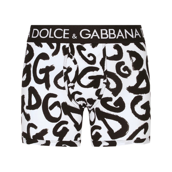 DOLCE & GABBANA LONG -LEG WITH DG PRINT  WHITE/BLACK