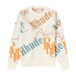 RHUDE JACQUARD LOGO KNIT CREWNECK IVORY & MULTI – Enzo Clothing Store