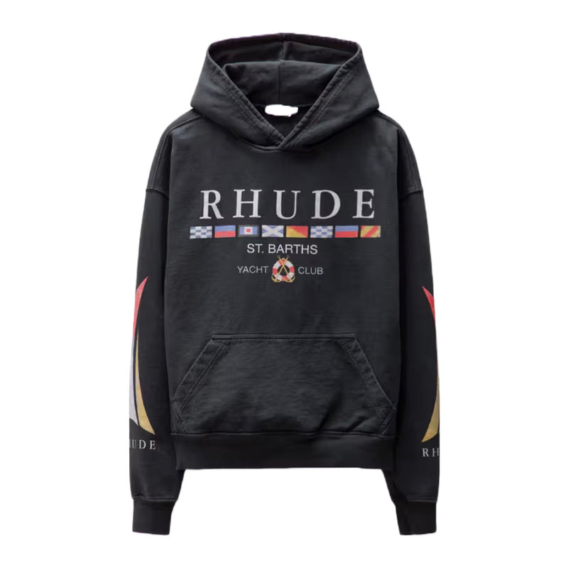 RHUDE YACHT CLUB HOODIE VTG BLACK