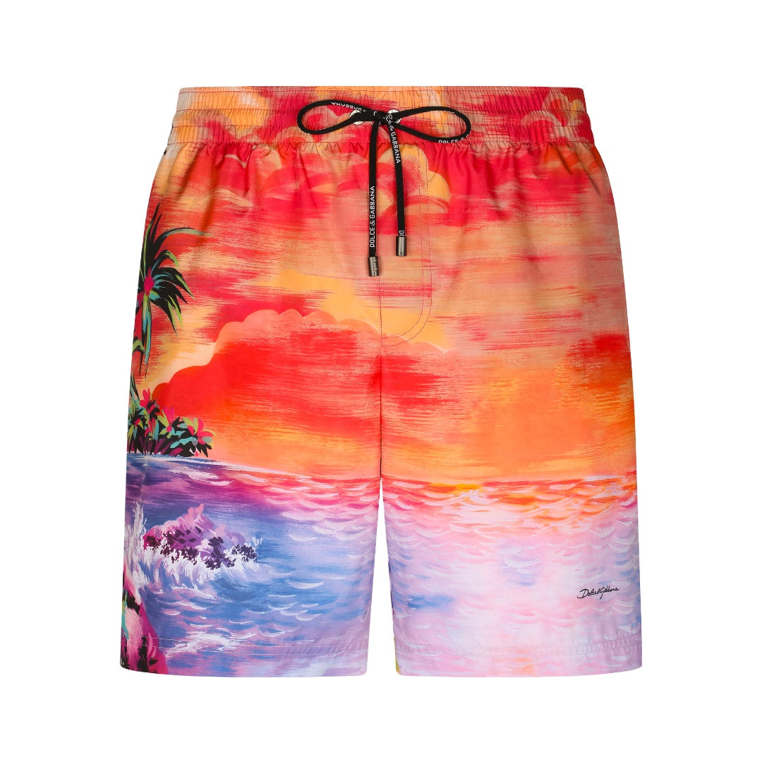 DOLCE & GABBANA SWIM TRUNKS WITH HAWAIIAN PRINT