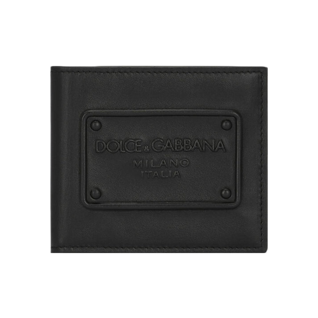 DOLCE & GABBANA BIFOLD WALLET WITH RAISED LOGO BLACK