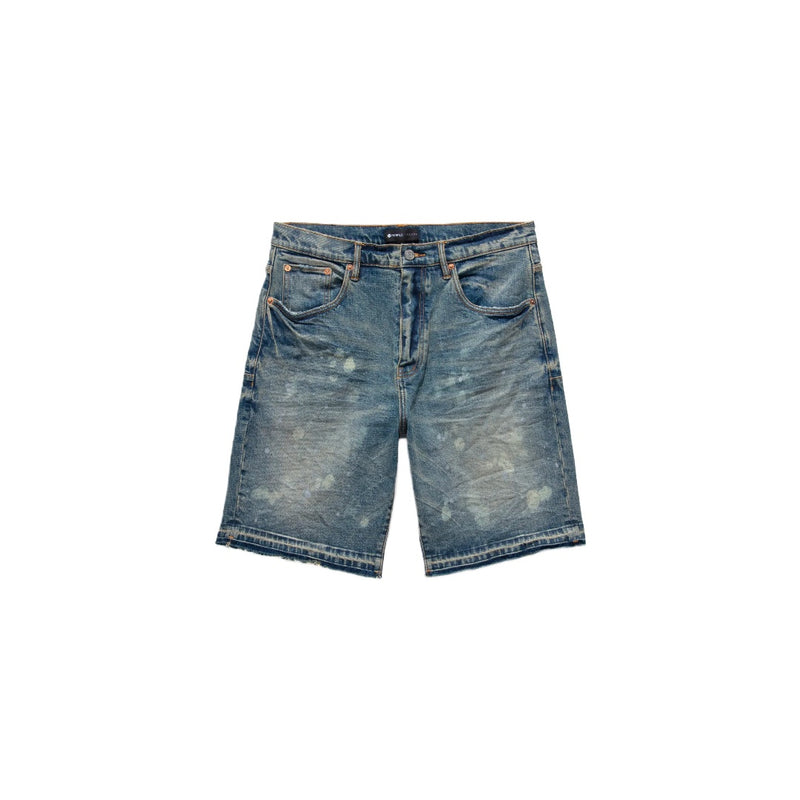 PURPLE MID INDIGO ACID BLEACH RELAXED SHORTS223