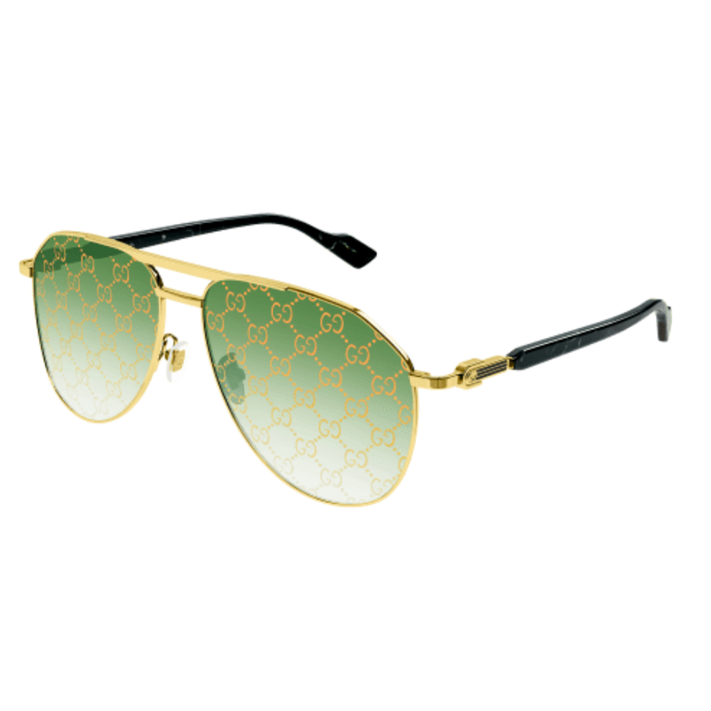 GUCCI MENS SUNGLASSES GOLD/GREEN GG1220S